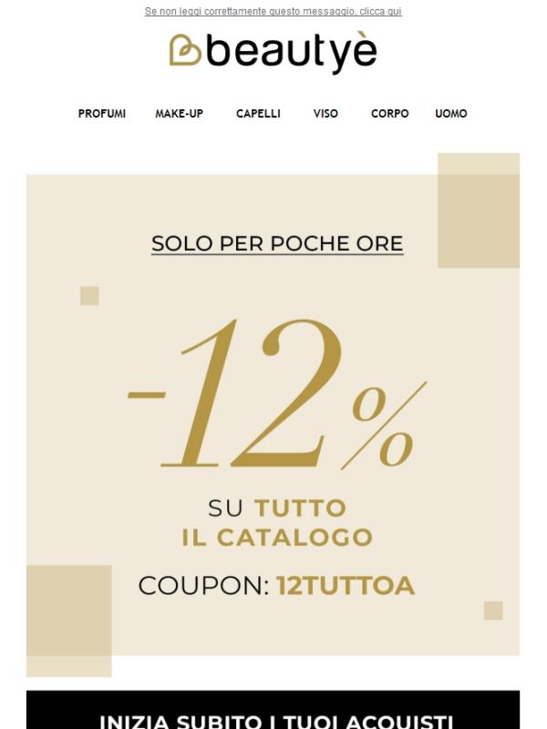 Solo per 48 ore! EXTRA 12% su TUTTO il catalogo