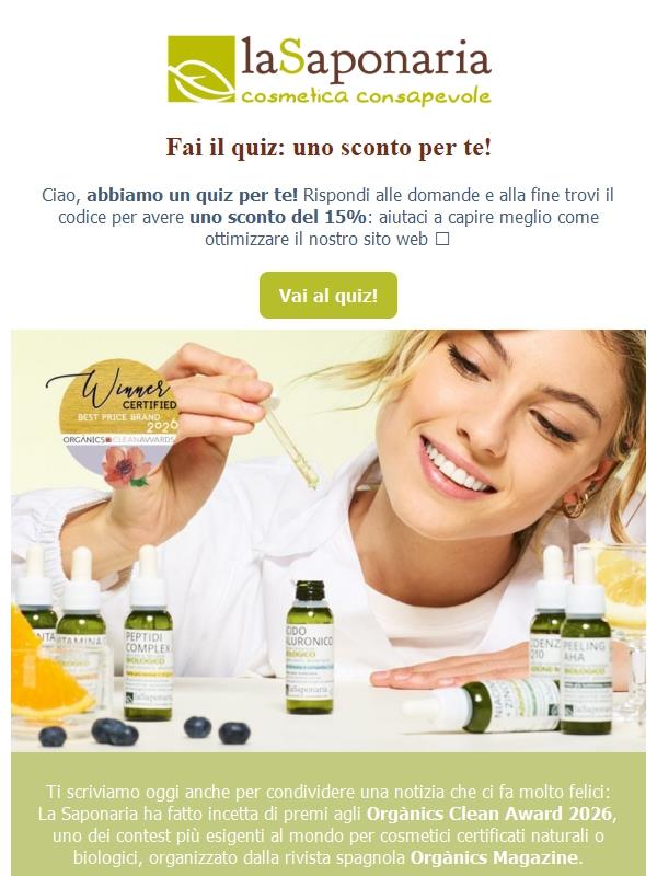 💚 Fai il quiz: uno sconto per te!