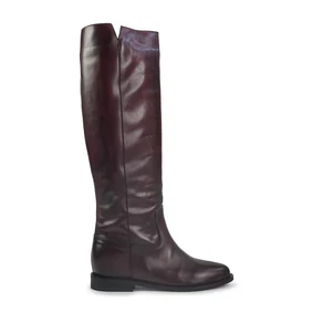 Spatarella Stivali Donna con Zeppa Tubolare in Pelle Bordo