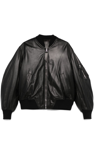 Leather bomber jacket