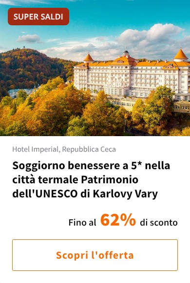 Soggiorno benessere a 5* nella città termale Patrimonio dell&#x27;UNESCO di Karlovy Vary