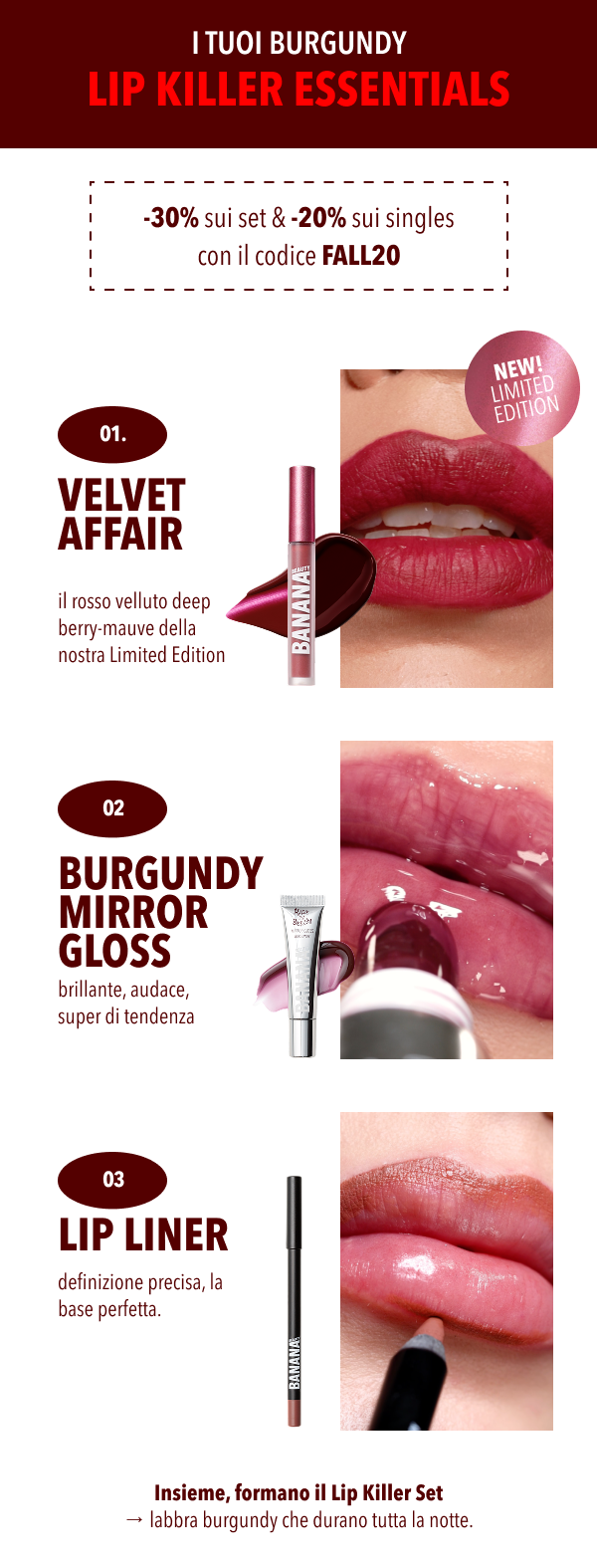 I tuoi Burgundy Lip Killer Essentials