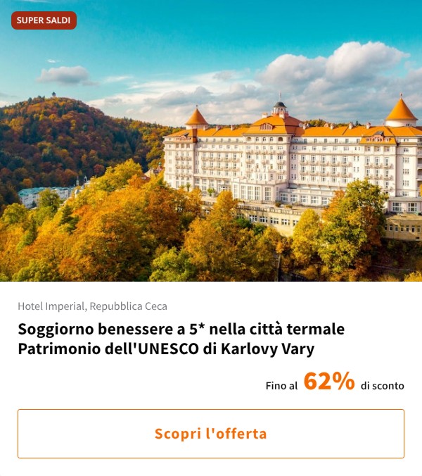 Soggiorno benessere a 5* nella città termale Patrimonio dell'UNESCO di Karlovy Vary