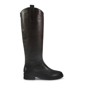 Spatarella Stivali Donna con Tacco Basso Cavallerizza in Pelle Marrone