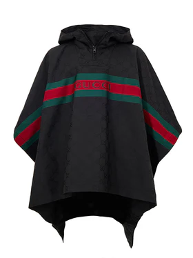 Mantella Nera con Logo Web e Stampa Monogramma GG Gucci