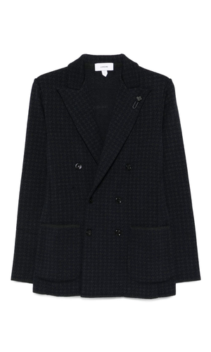 Double-breasted jacket with houndstooth pattern