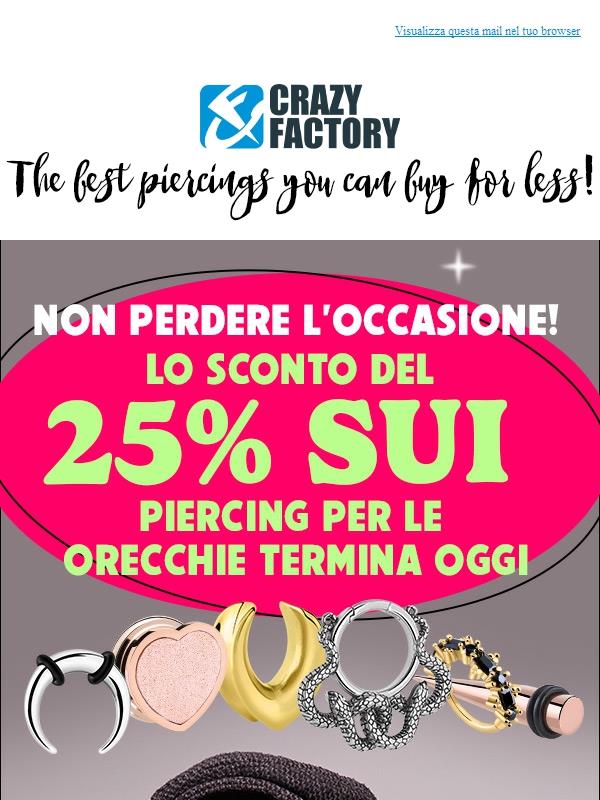⚡️ Affrettati, sta per finire: Ultimo giorno per risparmiare il 25% sui piercing per l´orecchio, .