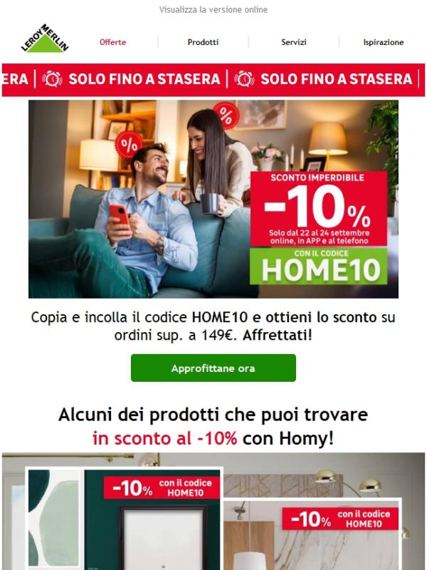 Ultimo giorno: -10% online e in APP ⏰