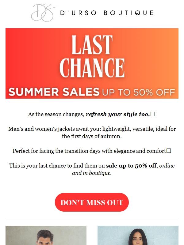 Last call: jackets up to 50% off 🔥