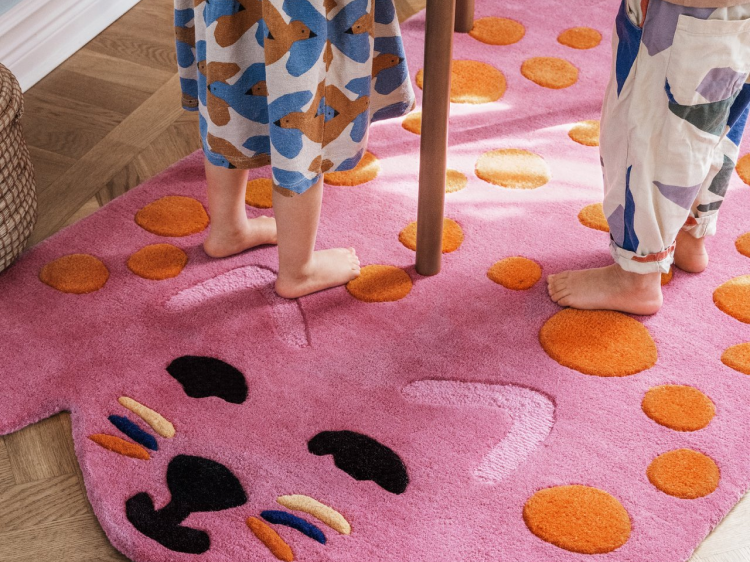 Handmade pink kids rug