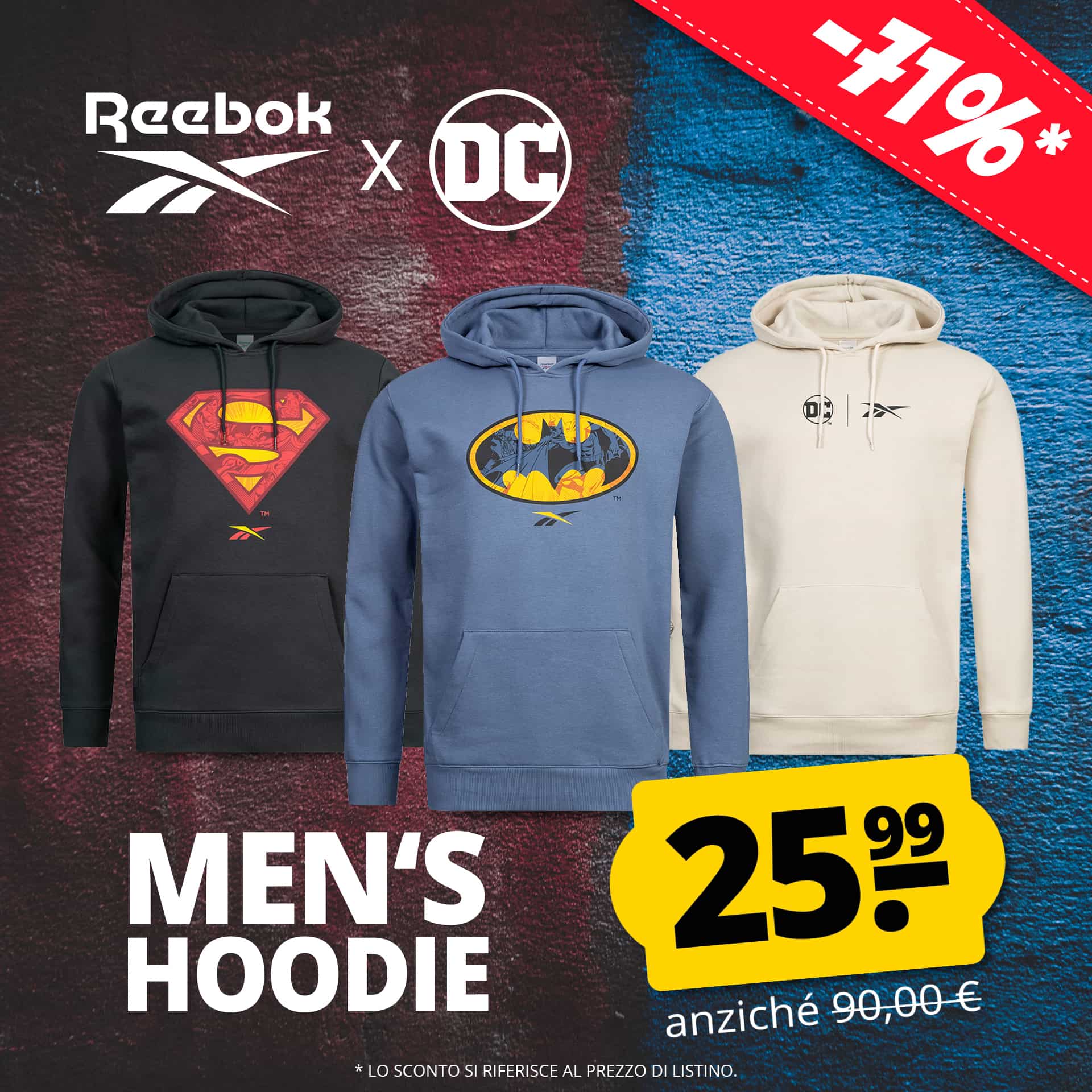 Reebok x rbk dc comics batman hoodie uomo felpa con cappuccio