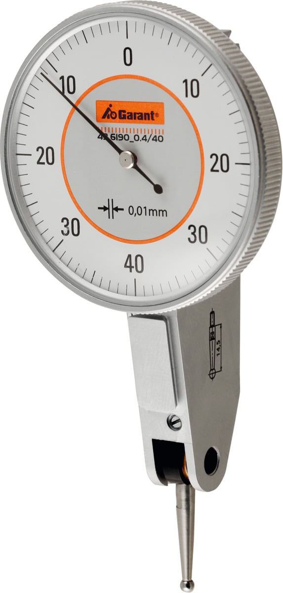 GARANT - Comparatore a leva, lunghezza asta tastatrice 14,5 mm, Intervallo di misurazione per direzione / ⌀ Cassa: 0,4/40 mm