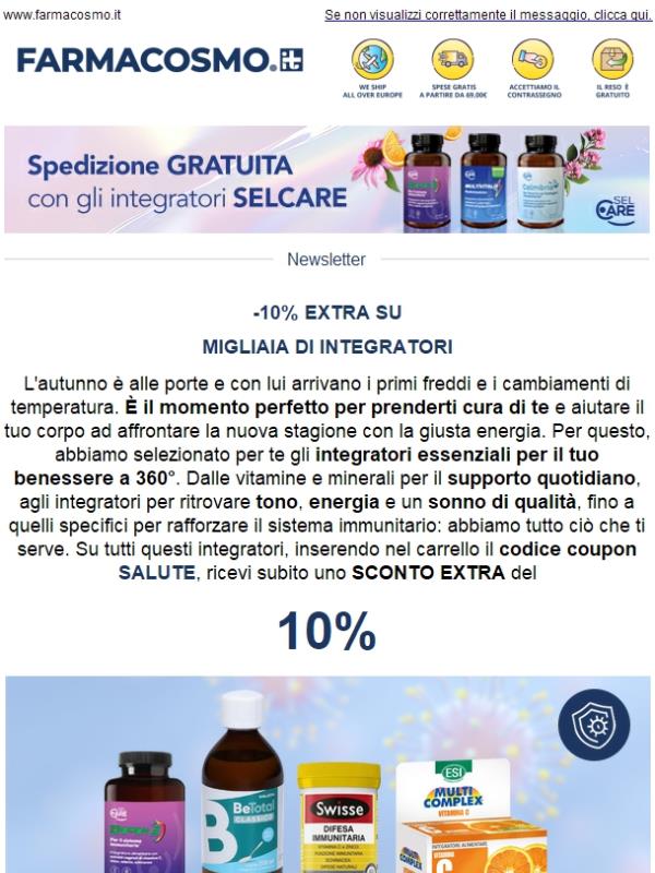 🛡️ Scegli i tuoi alleati per l'autunno: -10% extra su migliaia di integratori!