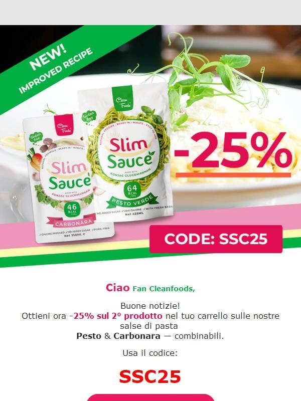 🍝 -25% sulla tua 2ª salsa di pasta