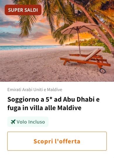 Soggiorno a 5* ad Abu Dhabi e fuga in villa alle Maldive