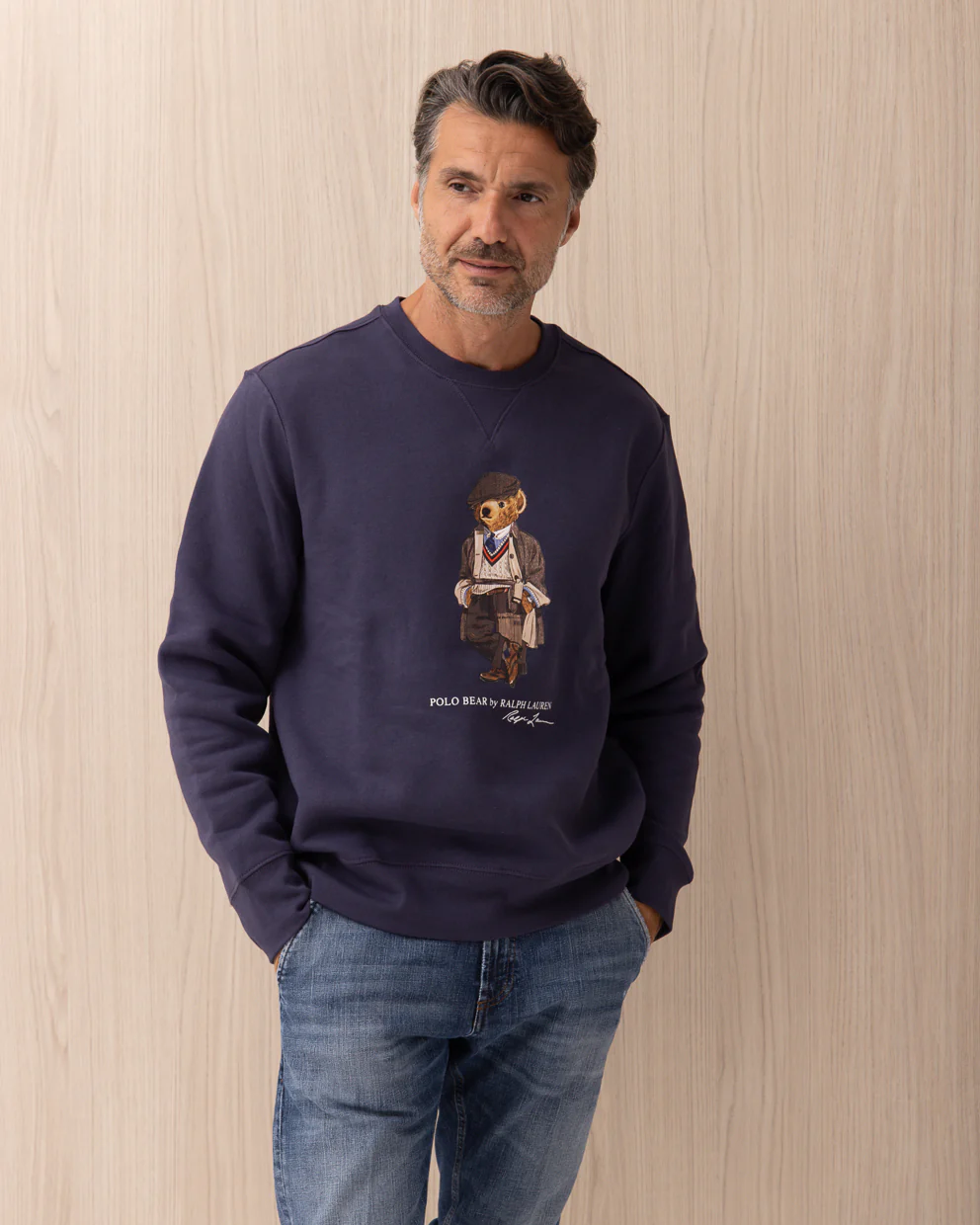 POLO RALPH LAUREN Felpa Girocollo Stampa Orso Blu