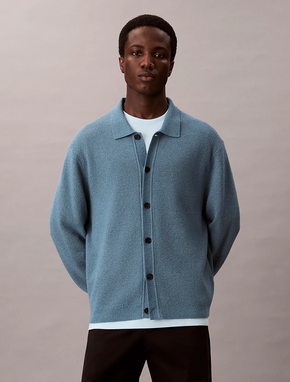 Cardigan in misto in misto lana bouclé taglio relaxed