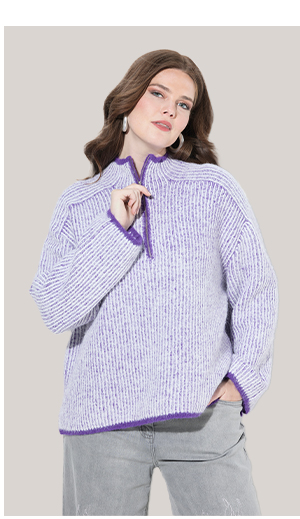 Maglione polo a righe con maniche lunghe