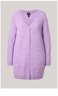 Cardigan lungo in maglia a costine con scollo a V e maniche lunghe