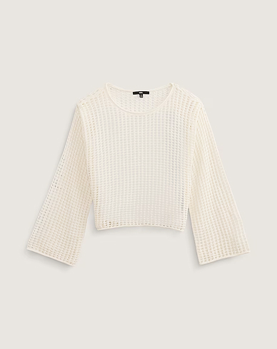 Mila Open Knit Crop Crew Sweater