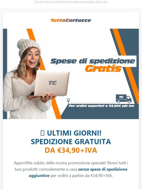 Spese di spedizione GRATIS da €34,90+IVA