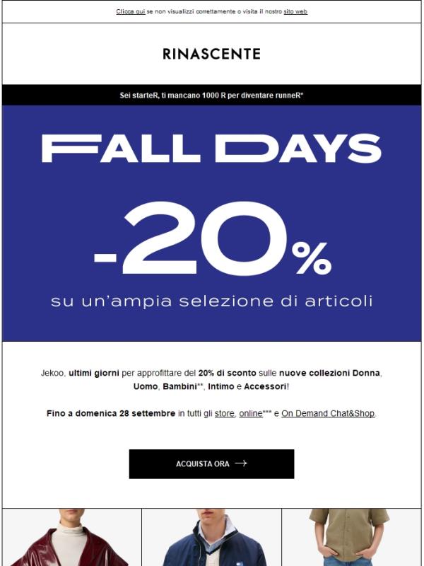 Ultimi giorni: -20% nuove collezioni