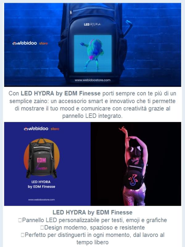 💡LED HYDRA: lo zaino che parla per te – Solo questo weekend -15%