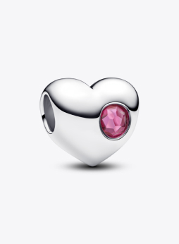 Engravable Pink Stone Heart Charm
