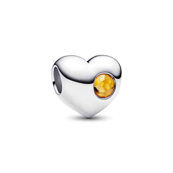 Engravable November Honey Stone Heart Charm