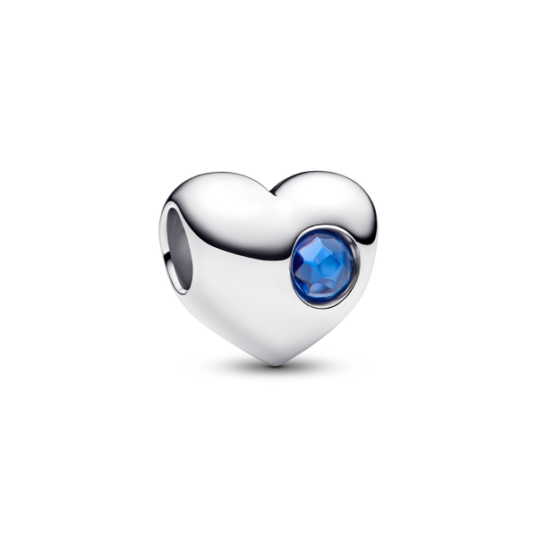 Engravable September Blue Stone Heart Charm
