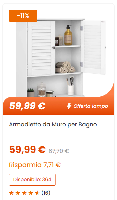 VASAGLE Armadietto per Bagno da Muro con Ripiano Regolabile e Scomparto Aperto Bianco