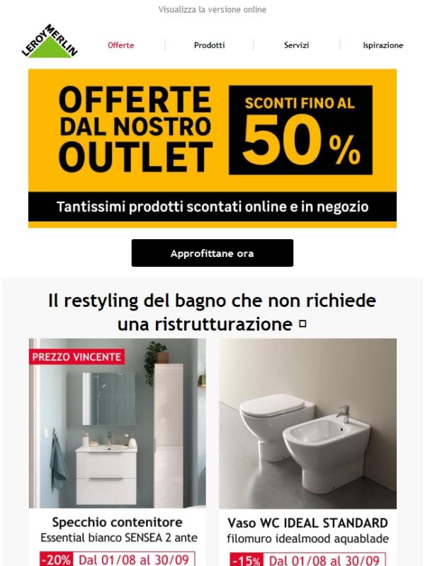 Sconti OUTLET fino al -50%, affrettati!
