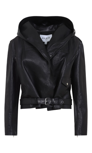 Hooded leather jacket