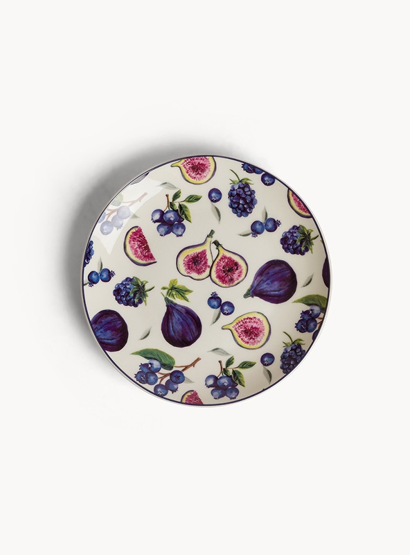 Piatto pane new bone china motivo fichi