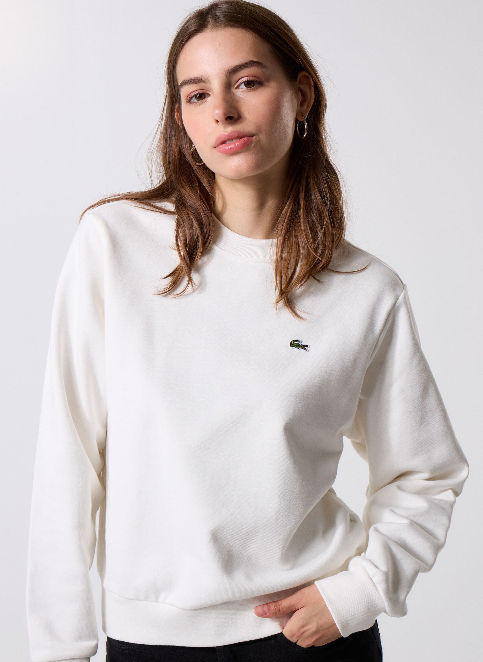 Lacoste Felpe Felpa - Felpa Collo Tondo SF5270 donna bianco