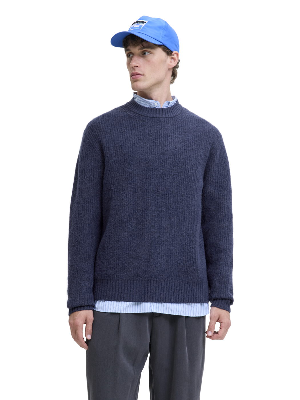 JACK JONES JORYORK OLLIE KNIT CREW NECK OCEAN CAVERN