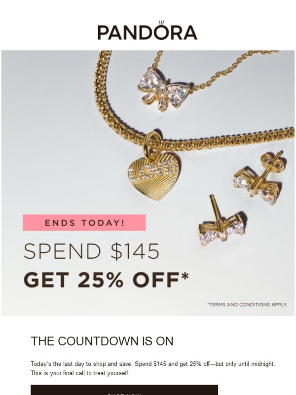 ENDS AT MIDNIGHT! Get 25% Off, When You Spend $145!