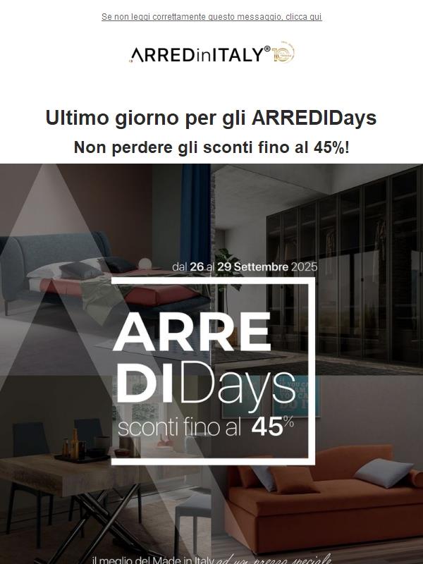 🔥 Ultime ore per gli ARREDIDays: scadenza domani!