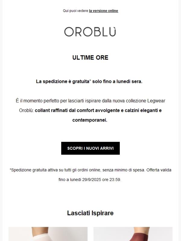 ⌛ Spedizione Gratuita. Ancora per poco.