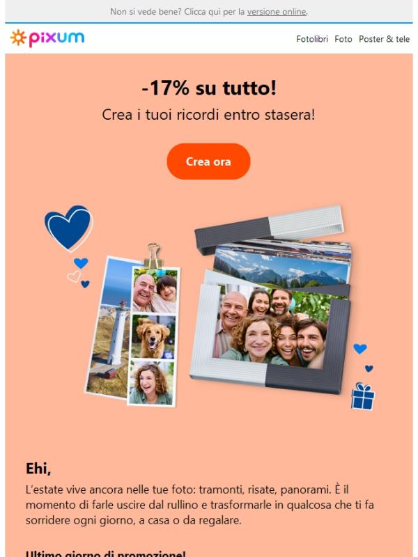 🕒 Corri: -17% su Pixum termina questa sera!