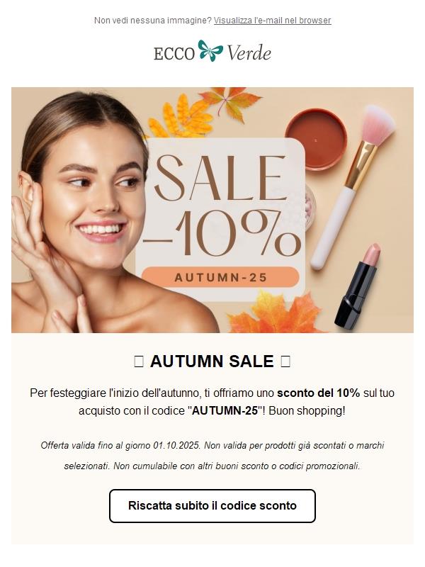 🧡 AUTUMN SALE 🧡 Ottieni ora un codice sconto del 10%!