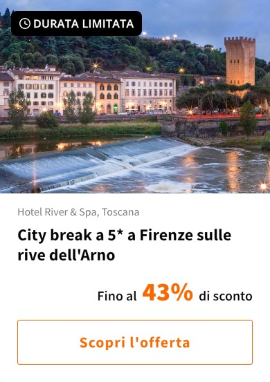 City break a 5* a Firenze sulle rive dell&#x27;Arno