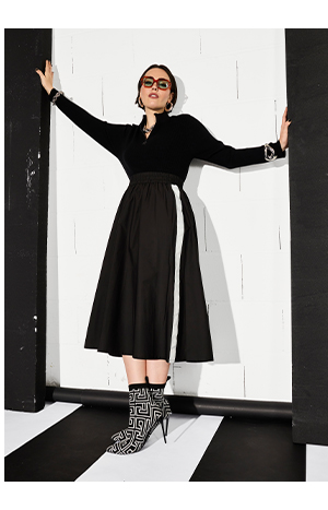Paper Touch Side Stripe Skirt   A modern paper touch finish on this 100% cotton pick provides a smooth, crisp finish.