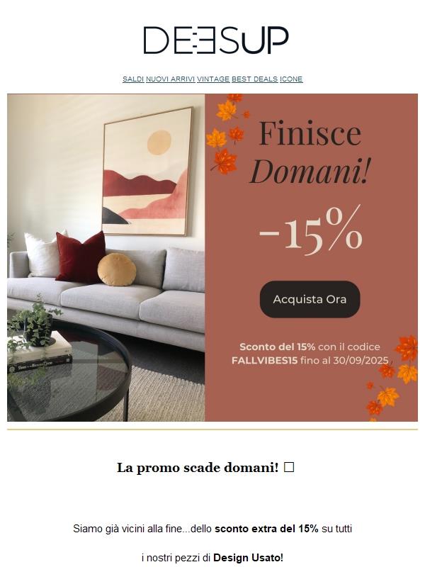 15% di sconto su tutto SOLO fino a domani 🍁