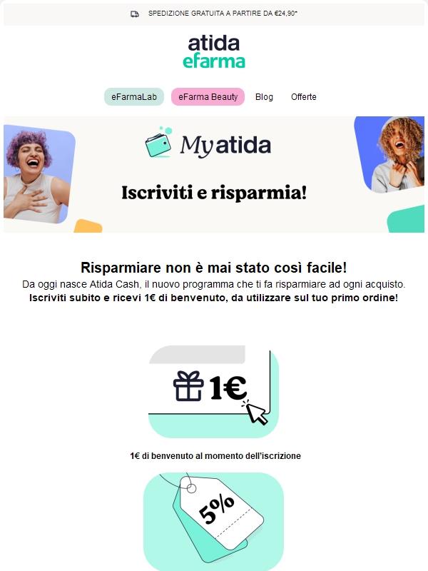 ✨ Benvenuto Atida Cash: risparmia fin da subito!