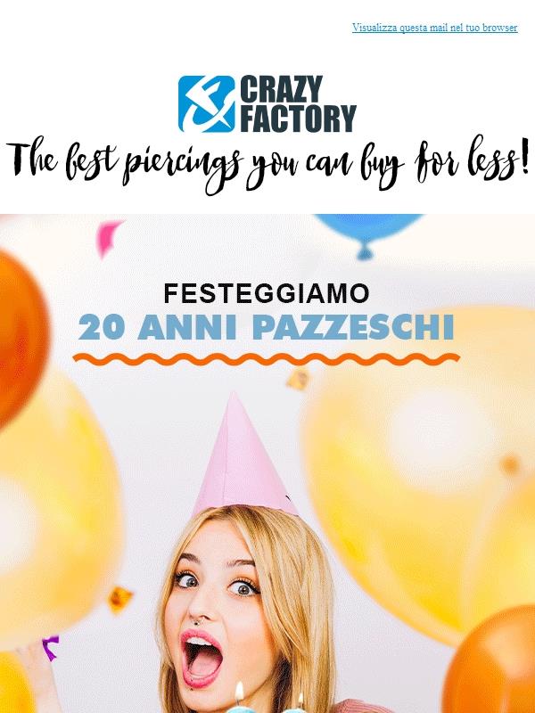 🎉 Noi compiamo 20 anni, tu ottieni il 25% di sconto sui primi 2.000 articoli,