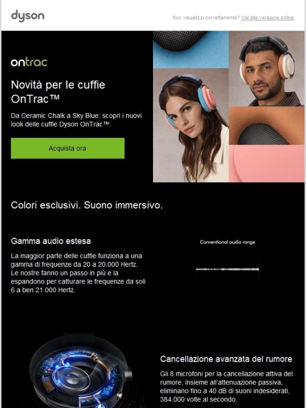 Nuove colorazioni per le cuffie Dyson OnTrac™