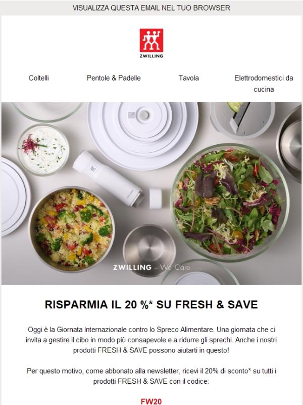 Risparmia il 20 % in occasione della Giornata Internazionale contro lo Spreco Alimentare*
