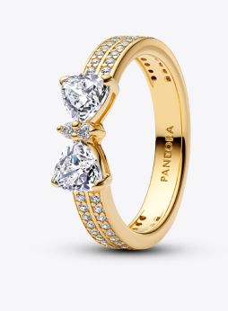 Sparkling Bow Double-row Ring