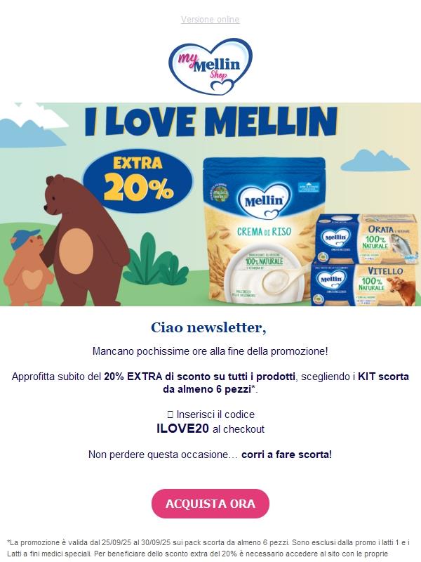 ⏰Ultime ore: -20% EXTRA su tutti i prodotti scorta